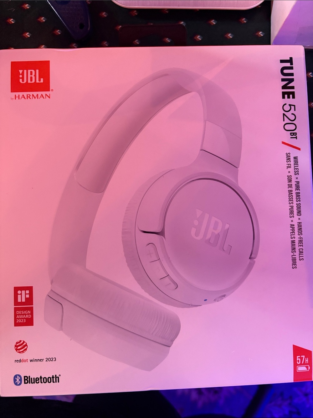 JBL Tune 520BT Wireless Over-Ear Headphones - White
